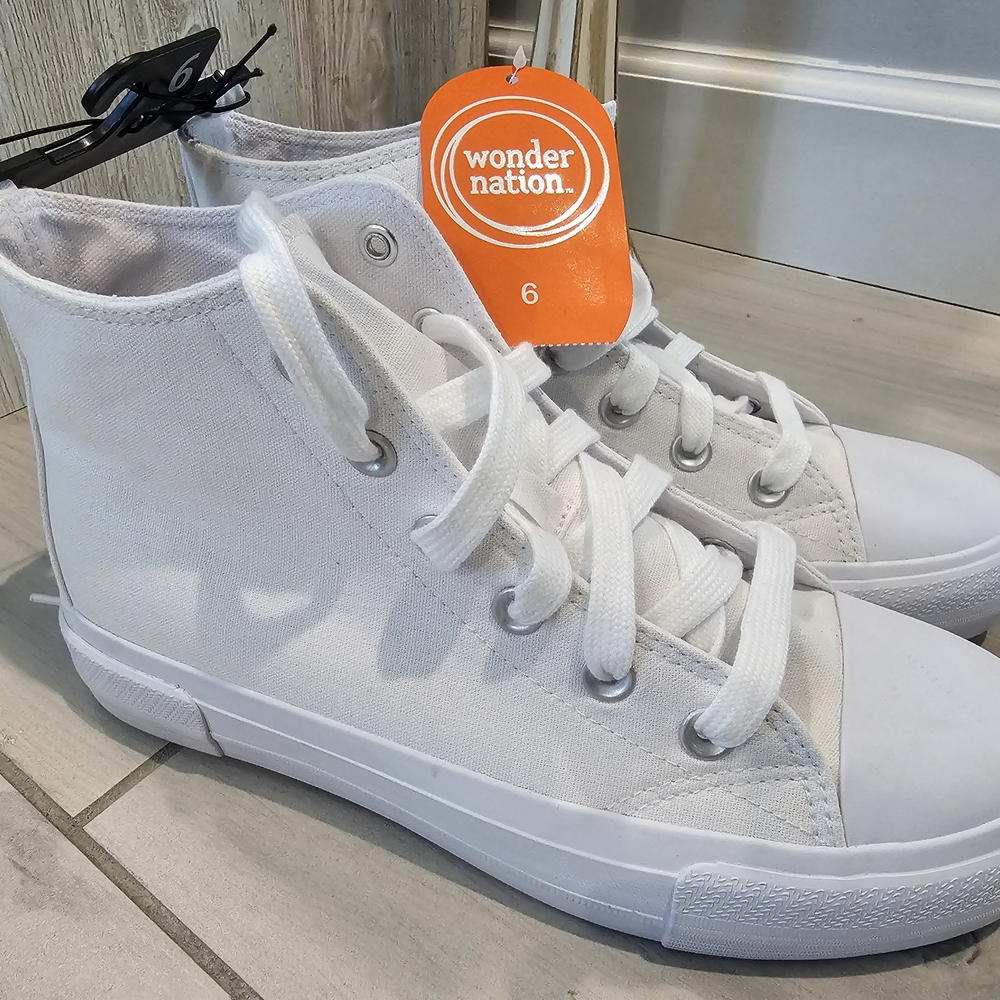 White Girls Canvas High-Top Sneakers Size 6Y